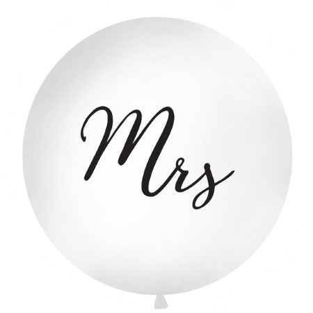Giant Round White Mrs Balloon I Wedding Decorations I My Dream Party Shop