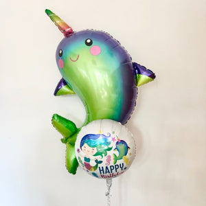 Narwhal Foil Balloons Helium Inflated for collection I My Dream Party Shop