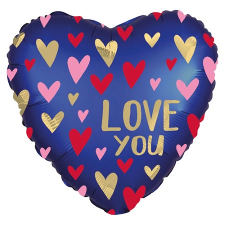 Satin Luxe Navy Love You Heart Balloon I Valentines Balloons I My Dream Party Shop