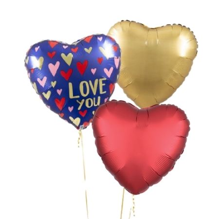 Navy, Red and Gold Love You Balloon Cluster I Helium Balloons Ruislip