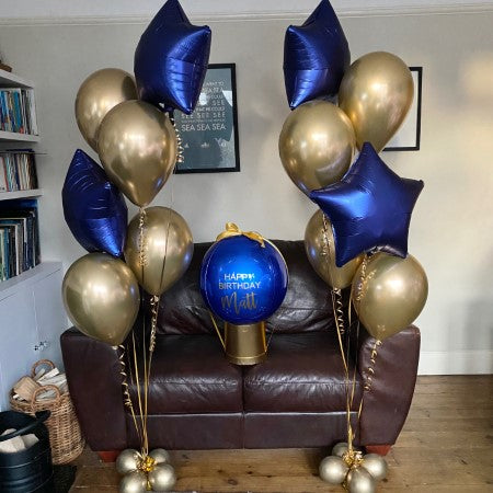 Navy and Gold Helium Balloon Bouquet I Helium Balloons Ruislip I My Dream Party Shop