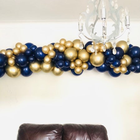 Navy and Chrome Gold Balloon Garland For Collection Ruislip I My Dream Party Shop