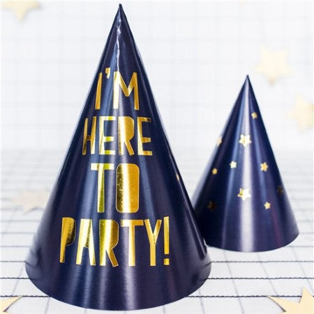 Navy and Gold Party Hats I Navy and Gold Party Supplies I My Dream Party Shop UK