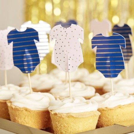 Navy and Pink Babygrow Cake Toppers I Gender Reveal Party I My Dream Party Shop UK