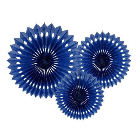 Navy Blue Rosette Fans I Navy and Gold Decorations I My Dream Party Shop UK