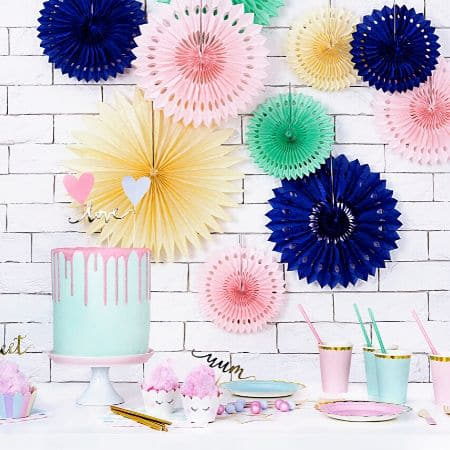 Navy Blue Rosette Fans I Pretty Pinwheel Decorations I My Dream Party Shop UK