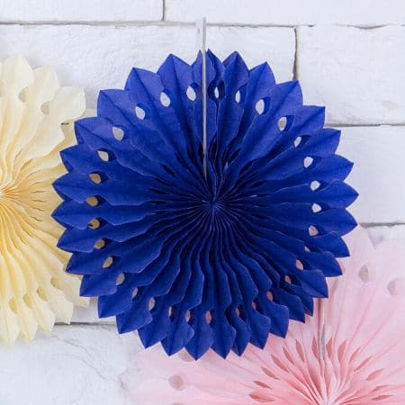 Navy Blue Rosette Fans I Paper Party Fan Decorations I My Dream Party Shop UK
