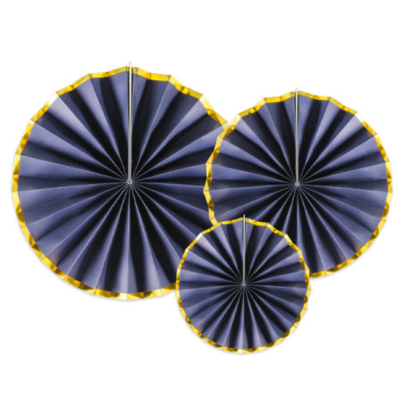 Luxury Navy Fans with Gold Edge I Navy Party Decorations I UK