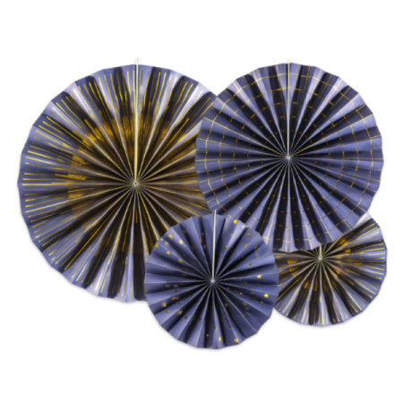 Luxury Navy and Gold Rosette Fans I Navy and Gold Party I UK