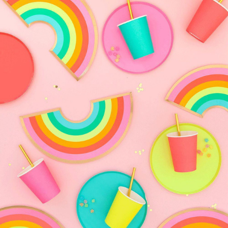Oh Happy Day Large Rainbow Plate Set I Rainbow Party I My Dream Party Shop