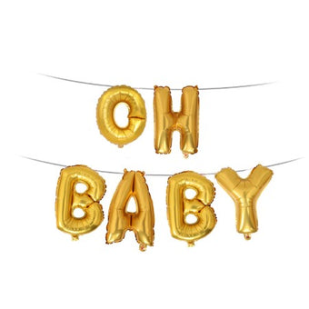 Gold Oh Baby Balloon Bunting I Modern Baby Shower Decorations I My Dream Party Shop I UK