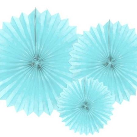Sky Blue Tissue Rosette Fans I Blue Paper Fan Decorations I My Dream Party Shop UK