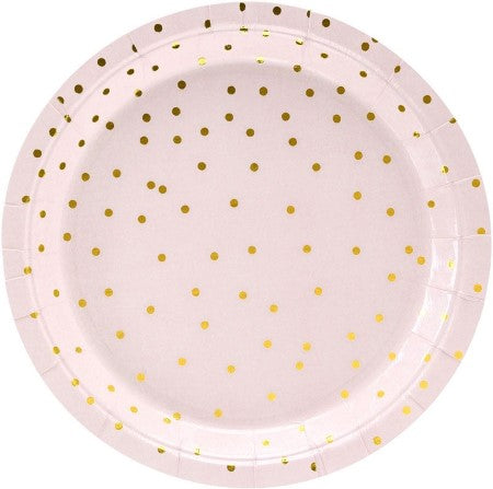 Pale Pink Plates with Gold Dots I Pink Party Tableware I My Dream Party Shop UK