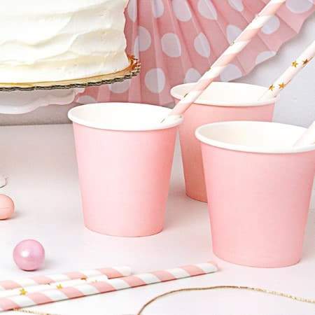Powder Pink Party Cups I Pink Baby Shower Party Tableware I UK
