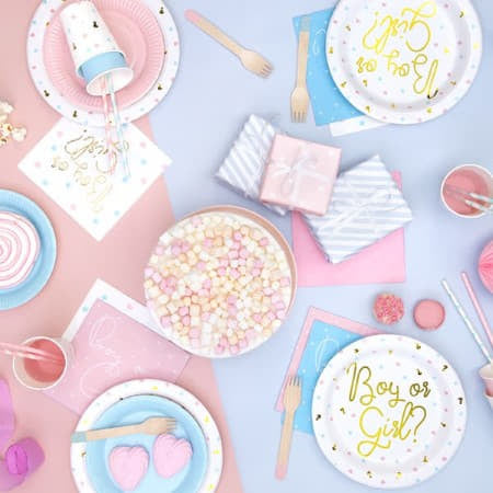 Pale Pink Party Plates for Gender Reveal Party I UK