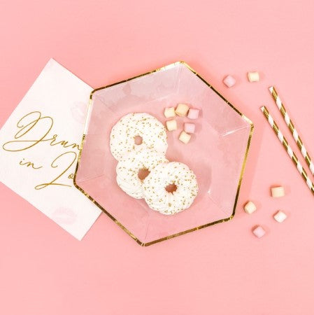 Pale Pink and Gold Hexagonal Plates I Pink Party Tableware I My Dream Party Shop UK
