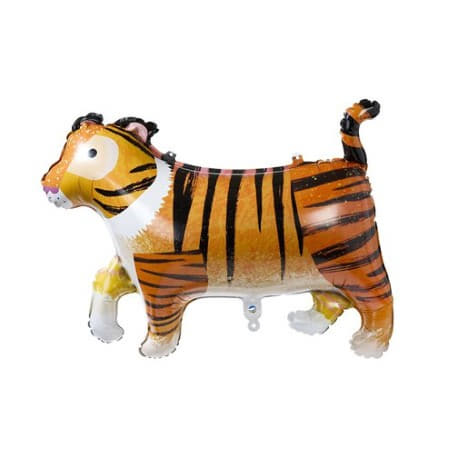Tiger Foil Balloon Part of Set of Three Party Animals Foil Balloons On Sticks I UK