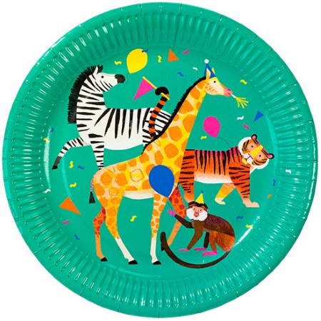Party Animals Plates I Featuring a Zebra, Giraffe, Tiger and Monkey I UK