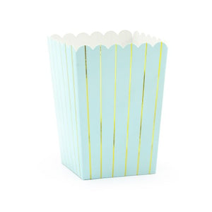 Pastel Blue and Gold Stripe Boxes I Popcorn and Treat Boxes I My Dream Party Shop UK