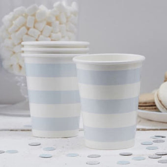 Pastel Blue and White Striped Cups I Pastel Blue Party Tableware I My Dream Party Shop UK