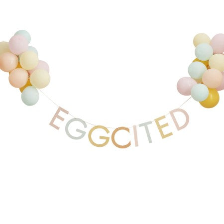 Eggcited Easter Balloon Bunting I Easter Party Decorations I My Dream Party Shop