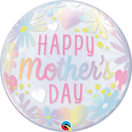 Pastel Flowers Mother&#39;s Day Bubble Balloon I Helium Balloons I My Dream Party Shop