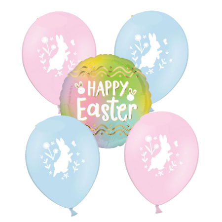 Pastel Easter and Latex Bunny Helium Balloon Set I Easter Balloons I My Dream Party Shop