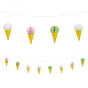 Mini Honeycomb Ice Cream Garland I Summer Party Decorations I My Dream Party Shop UK
