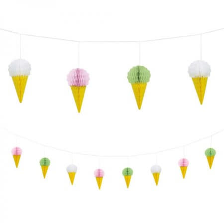 Mini Honeycomb Ice Cream Garland I Summer Party Decorations I My Dream Party Shop UK