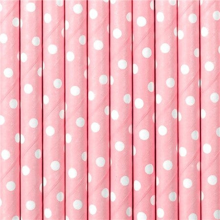 Pastel Pink Polka Dot Straws I Modern Pink Tableware I My Dream Party Shop