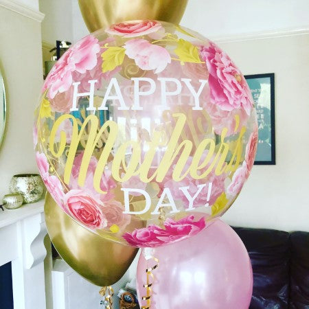 Happy Mother's Day Peonies Bubble Balloon I Helium Balloons I My Dream Party Shop