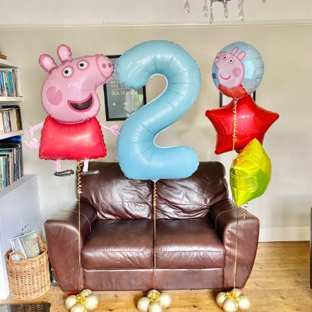 Peppa Pig and Number Helium Balloons Set I Children&#39;s Helium Balloons I My Dream Party Shop 