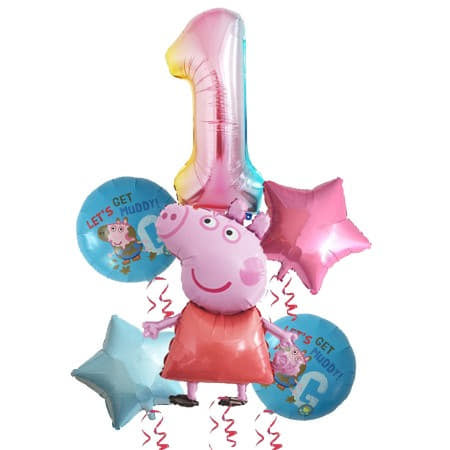 Peppa Pig First Birthday Balloon Set I Peppa Pig Party Supplies I My Dream Party Shop UK