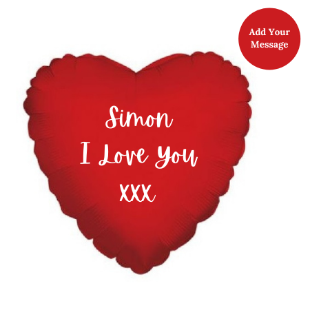 Personalised Metallic Red Heart Balloon I Helium Balloons Ruislip I My Dream Party Shop