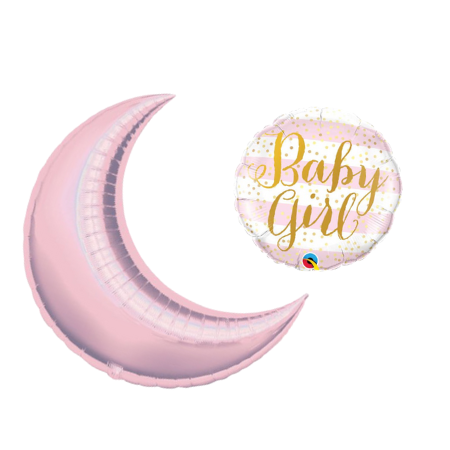 Pink Moon Baby Girl Helium Balloon Set for Collection Ruislip I My Dream Party Shop