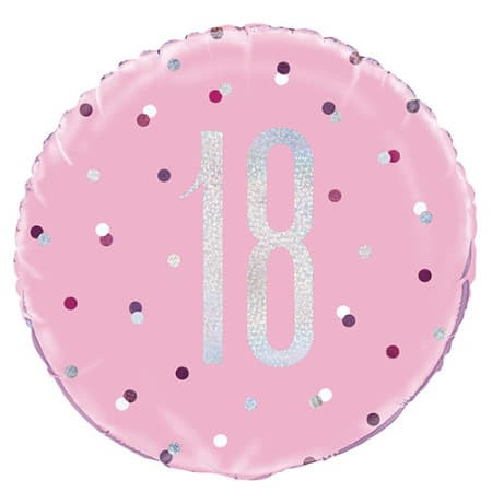 Pink Glitz Age 18 Balloon I Modern 18th Birthday Party Decorations I My Dream Party Shop UK