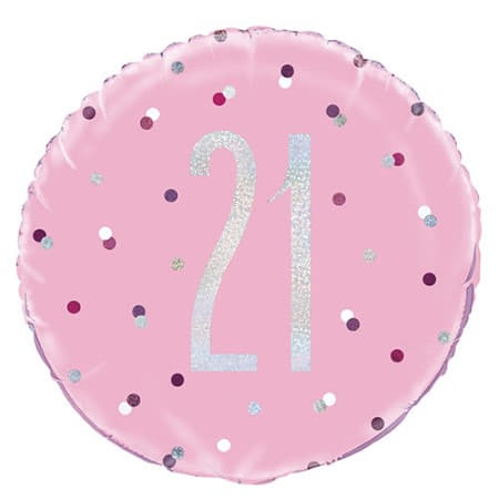 Pink Glitz Age 21 Balloon I Cool 21st Birthday Decorations I My Dream Party Shop UK