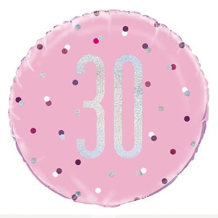 Pink Glitz Age 30 Balloon I Modern 30th Birthday Decorations I My Dream Party Shop UK