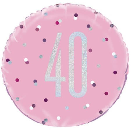 Pink Glitz Age 40 Balloon I Modern 40th Birthday Balloons I My Dream Party Shop