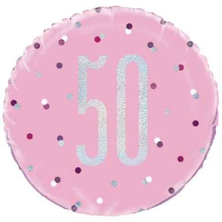 Pink Glitz Age 50 Balloon I Modern 50th Birthday Balloons I My Dream Party Shop