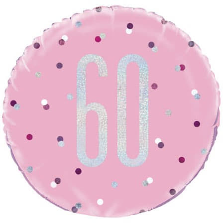 Pink Glitz Age 60 Balloon I Modern 60th Birthday I My Dream Party Shop UK