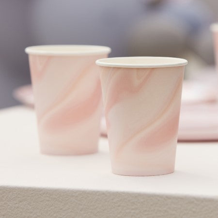Pink Marble Print Cups I Pink Party Tableware I My Dream Party Shop UK