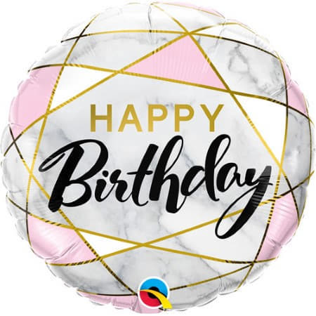 Grey Marble Happy Birthday Foil Balloon I Modern Happy Birthday Balloons I My Dream Party Shop UK