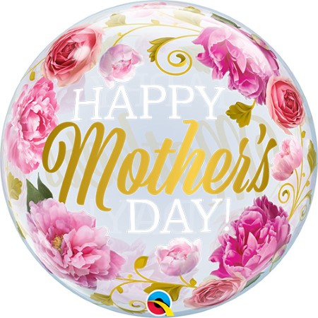 Mother&#39;s Day Pink Peonies Bubble Balloon I Mother&#39;s Day Balloons I My Dream Party Shop UK