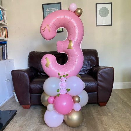Peter Rabbit Themed Pink Number 3 Balloon Column I My Dream Party Shop Ruislip