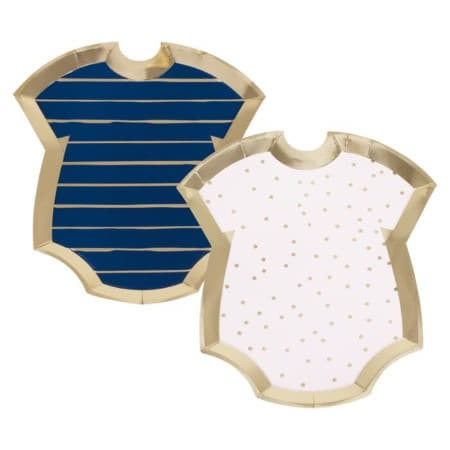 Navy and Pink Babygrow Gender Reveal Plates I Gender Reveal Party I My Dream Party Shop UK