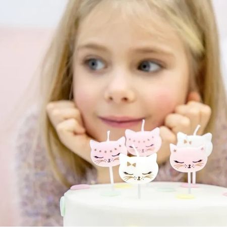 Pink and White Cat Candles I Cat Party Tableware I My Dream Party Shop UK