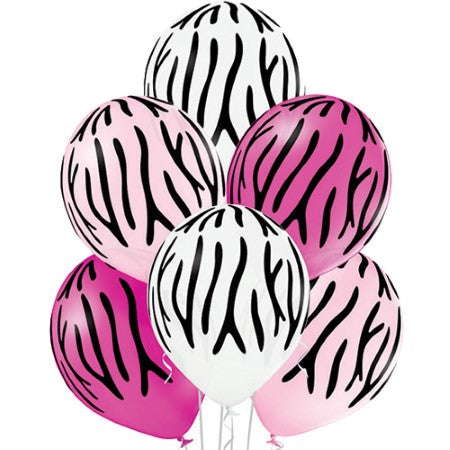 Pink and White Zebra Stripe Balloons I Jungle Party Balloons I My Dream Party Shop