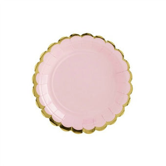 Small Pastel Pink Plates with Gold Scalloped Edge I Pretty Pastel Tableware I My Dream Party Shop I UK