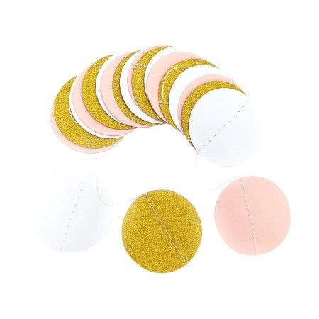 Pink, White and Gold Circle Bunting I Modern Party Decorations I My Dream Party Shop UK